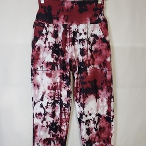Tie-Dye High-Waisted Cropped Joggers Pants Women's Size M